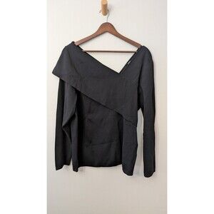 Lauren Ralph Lauren Womens Sweater 3X Asymmetric Neck Perisian Ribbed Black NWT